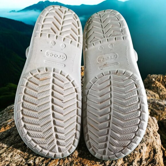 Crocs Men's 9 Women's 11 Beige Slip On Comfort Sandals Shoes 12440 - Picture 7 of 8